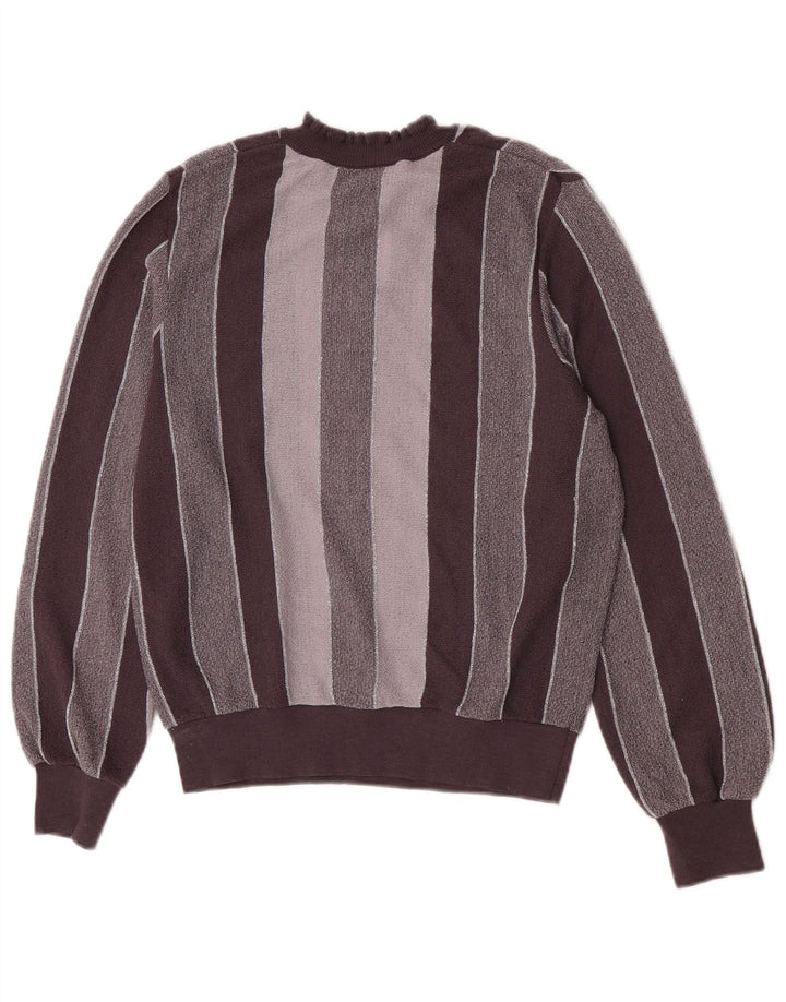 Vintage Dame Turtle Neck Jumper Sweater IT 44 Mellem grå stribet akryl