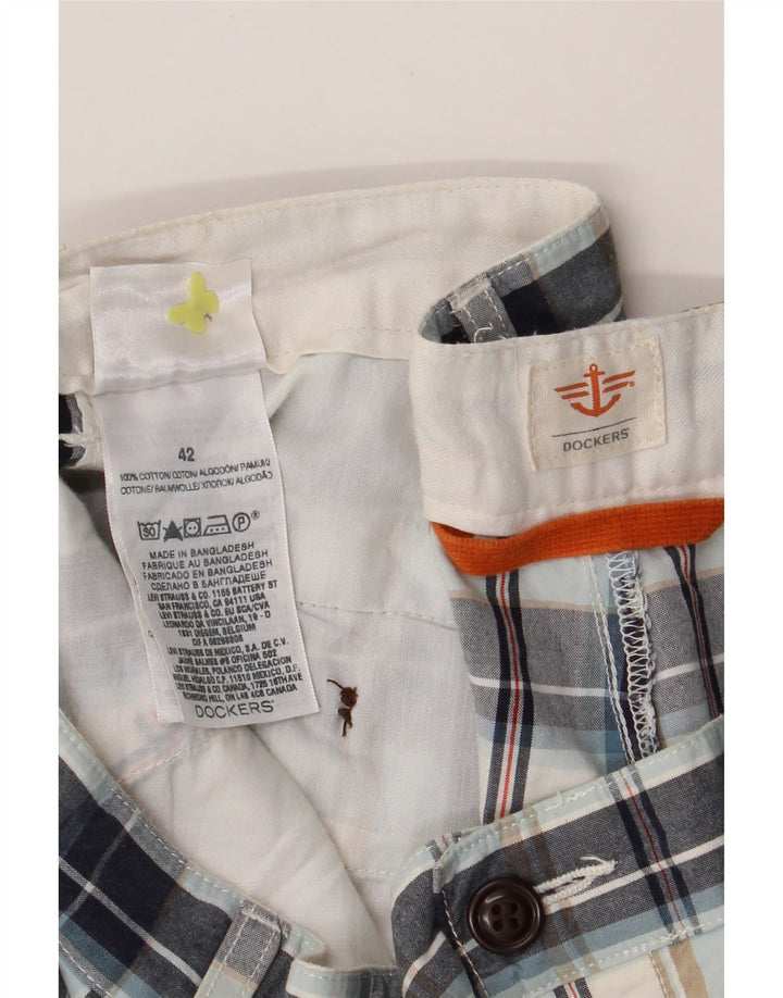 DOCKERS Mens Cargo Shorts W42 2XL Navy Blue Check Cotton Vintage Dockers and Second-Hand Dockers from Messina Hembry 
