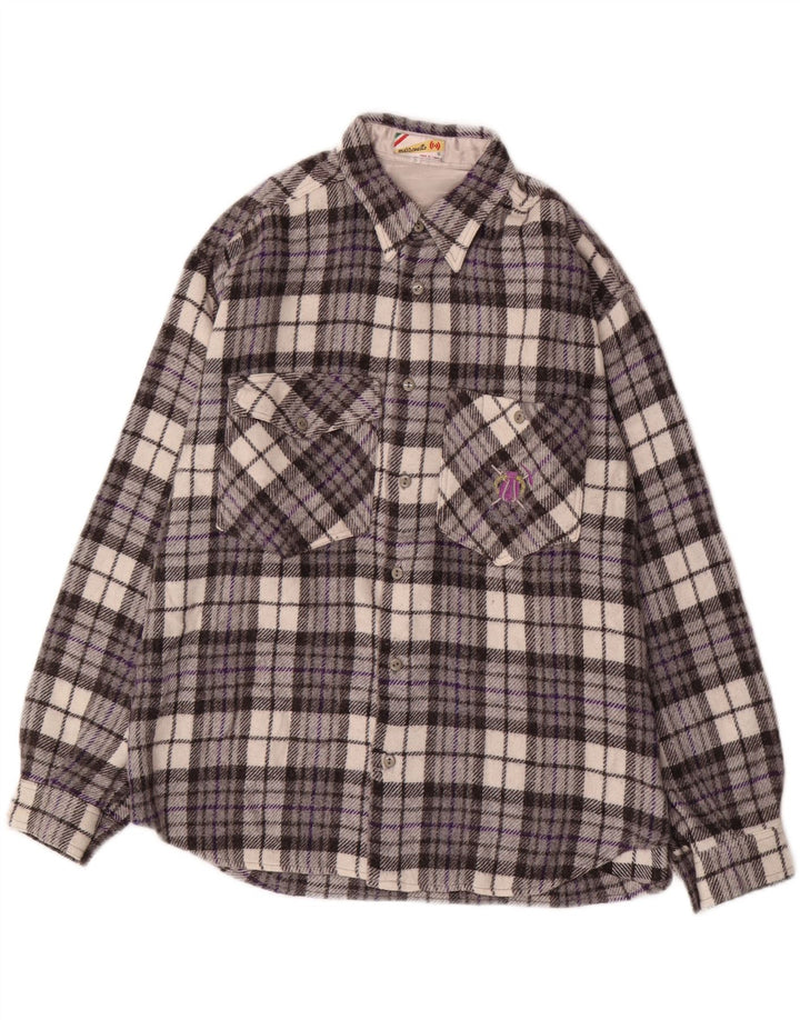 MAZZONETTO Flanellskjorte til mænd, lille grå ternet uld