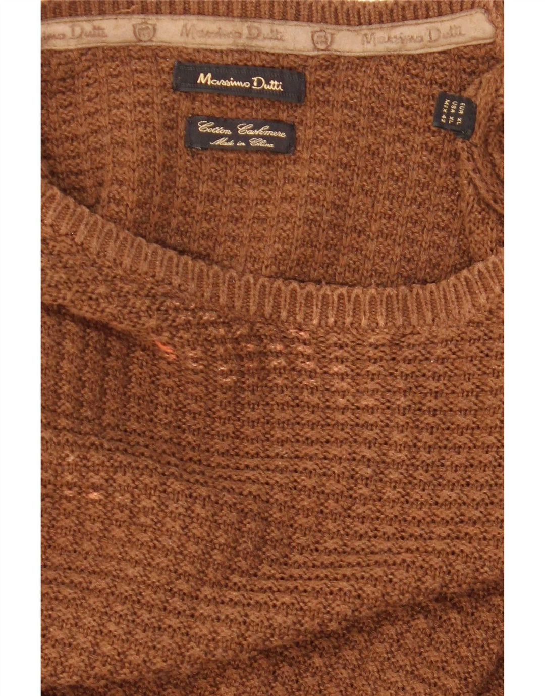 Massimo Dutti Herre sweater med rund hals XL brun bomuld