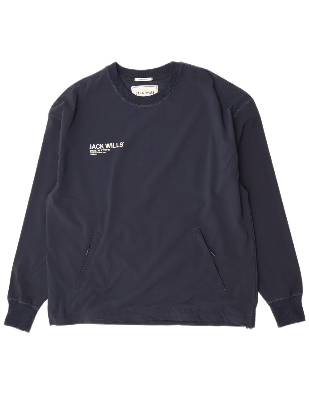 Jack Wills Herre Oversized Sweatshirt Jumper Medium Navyblå Polyester