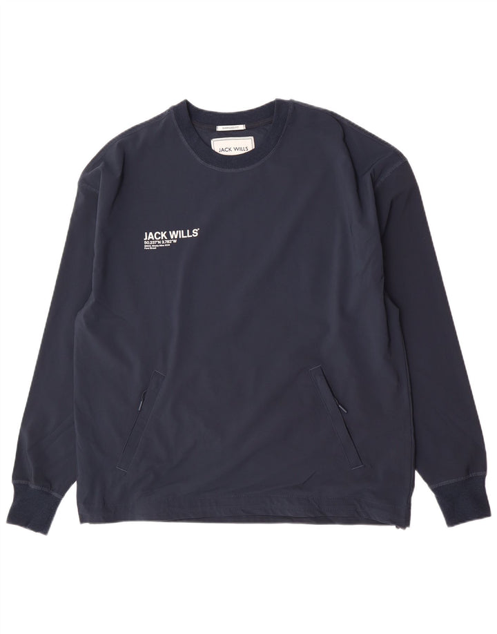 Jack Wills Herre Oversized Sweatshirt Jumper Medium Navyblå Polyester