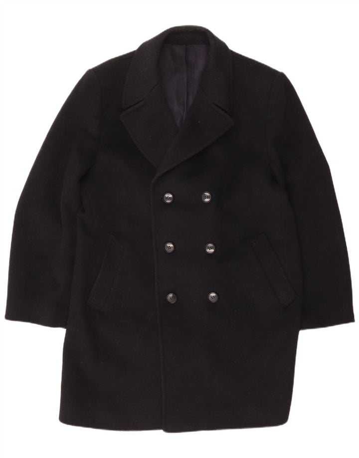 VINTAGE Dobbeltradet frakke til mænd UK 42 XL marineblå uld