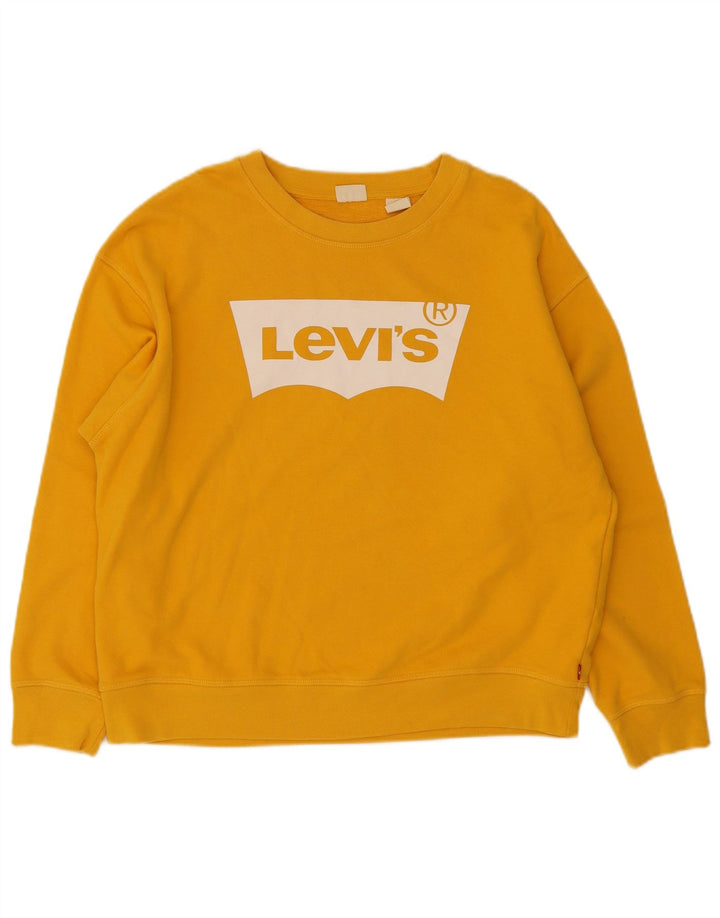 Levi's Dame grafisk sweatshirt Jumper UK 16 Stor gul bomuld