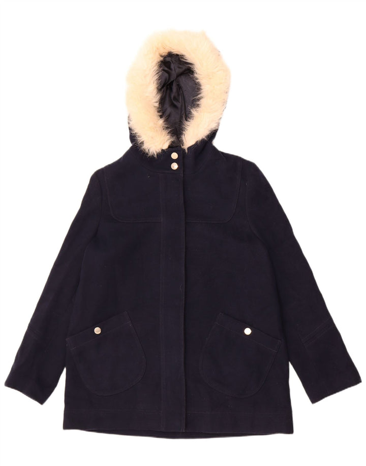 Topshop Dame Hætte Oversized Parka Jacket UK 10 Small Navy Blue