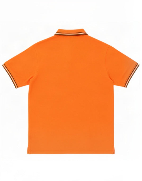 Geox Mens Respira Polo Shirt Medium Orange Striped Cotton