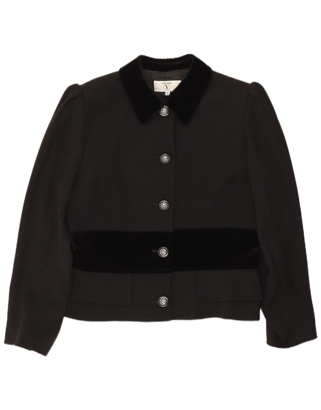 Valentino Dame 5 Button Blazer Jacket UK 14 Large Black Colourblock Uld