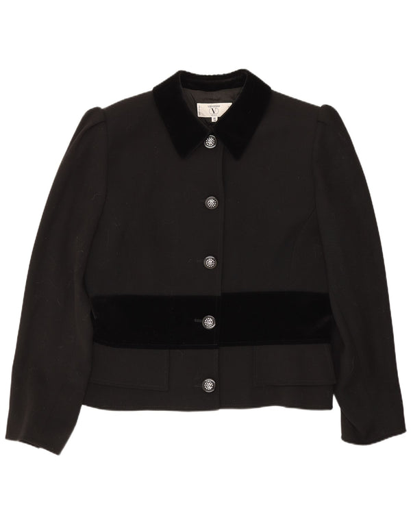Valentino Dame 5 Button Blazer Jacket UK 14 Large Black Colourblock Uld