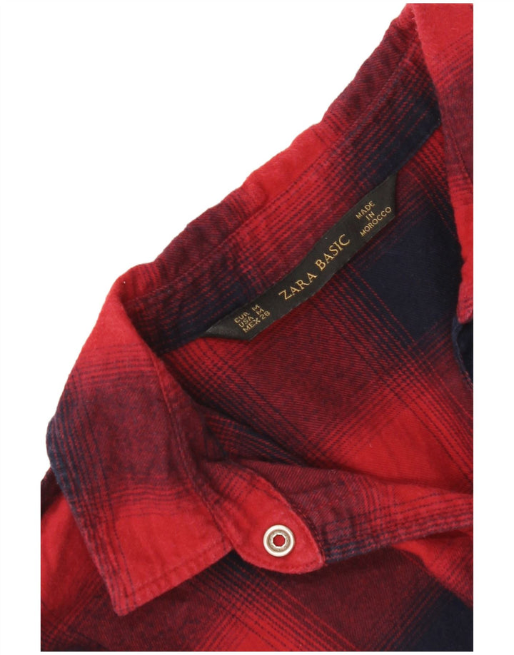 Zara Dame Military Flannel Shirt UK 12 Medium Red Check