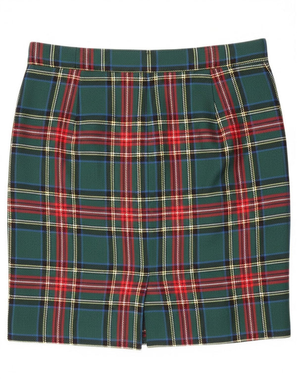 Vintage blyantnederdel til kvinder W30 mellemgrøn plaid