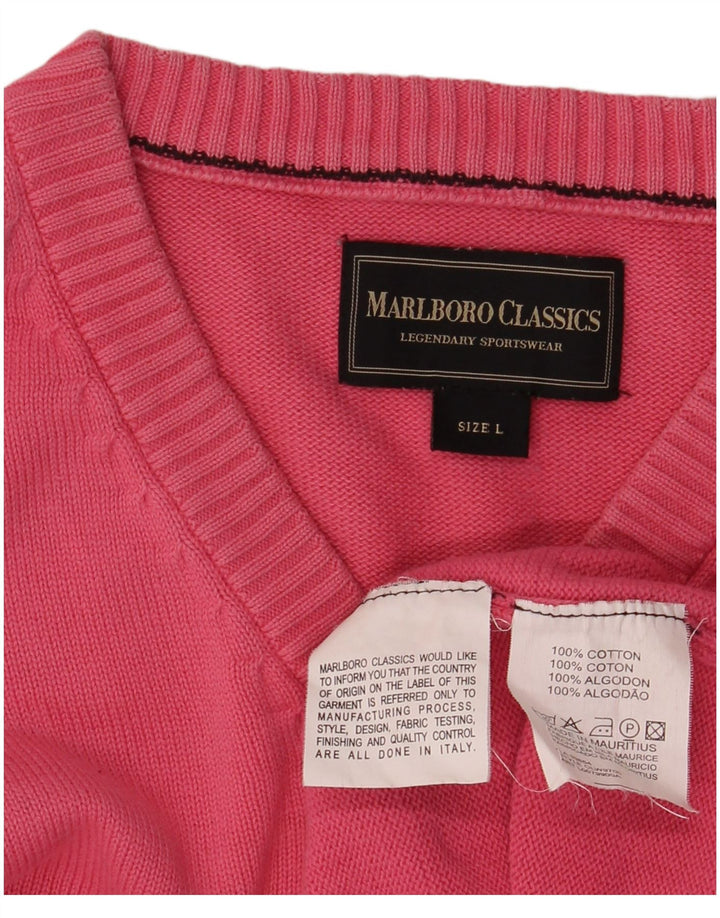 Marlboro Classics Herre V-hals sweater Stor Pink Bomuld
