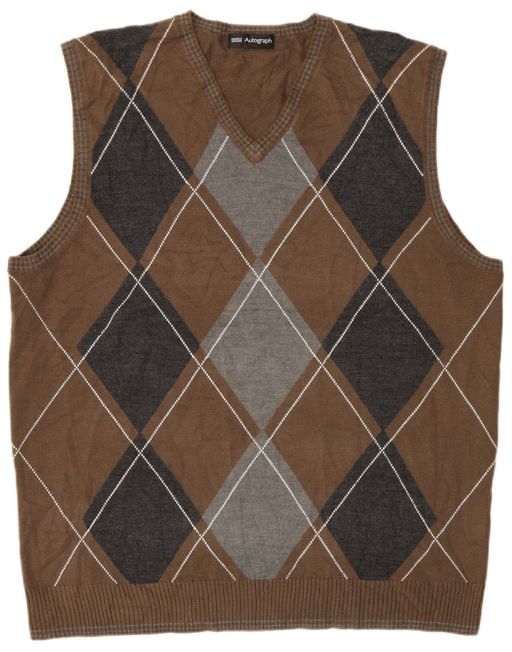 Marks & Spencer Herre Autograph Vest Tank Top Stor Brun Klassisk