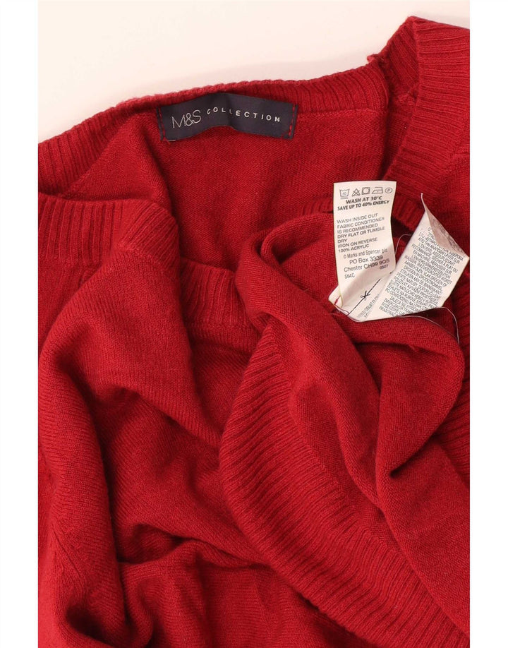 Marks & Spencer Dame Boat Neck Jumper Sweater UK 14 Medium Rød Akryl