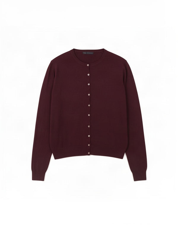 Marks & Spencer Dame Cardigan Sweater UK 22 3XL Burgundy Viscose