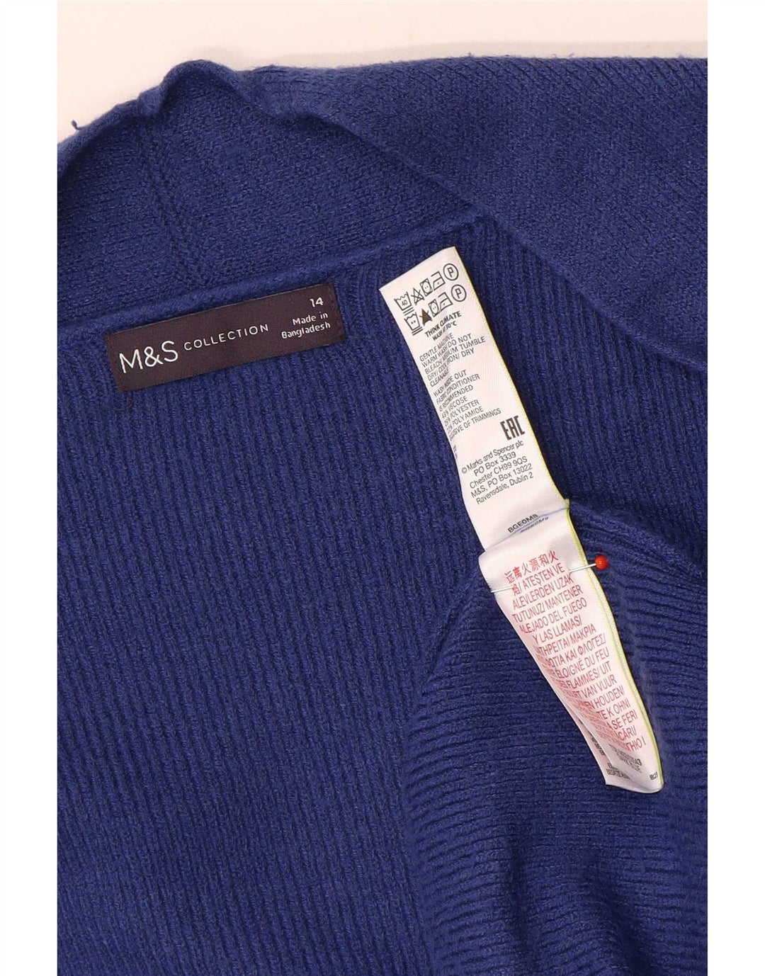 Marks & Spencer Dame Longline Open Cardigan Sweater UK 14 Large Blue