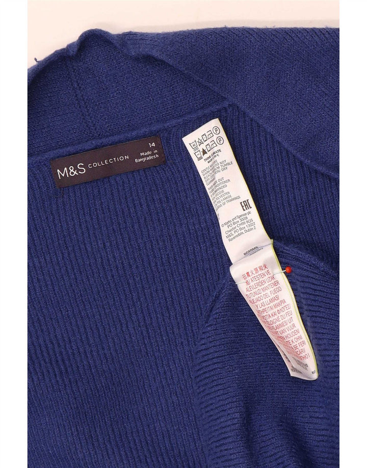 Marks & Spencer Dame Longline Open Cardigan Sweater UK 14 Large Blue