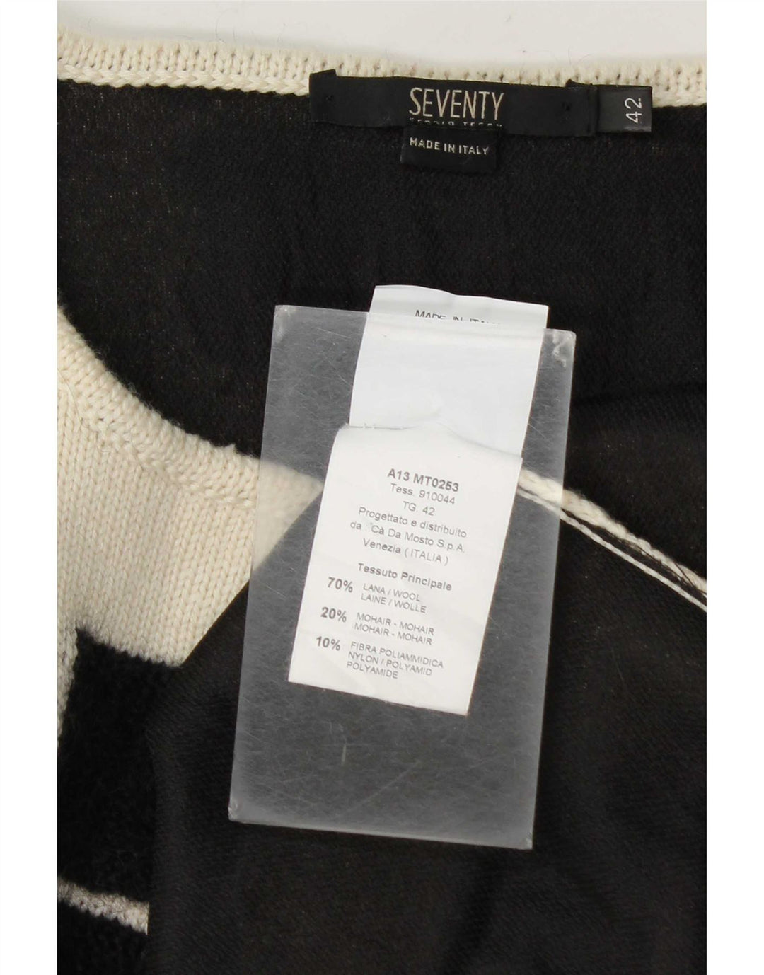 Halvfjerds Dame Crop Open Cardigan Sweater IT 42 Medium Off White Geometrisk