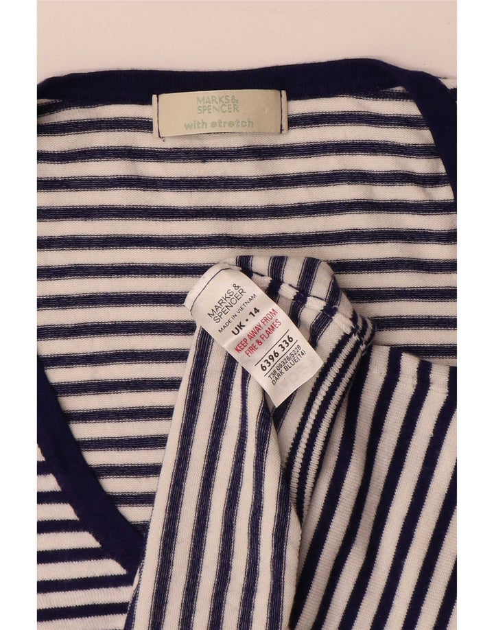 Marks & Spencer Dame Cardigan Sweater UK 14 Medium Navy Blue Nautical