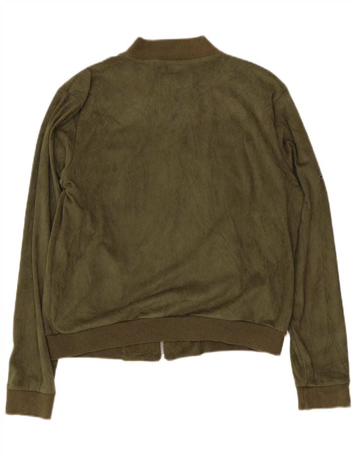 Hard Rock Cafe Dame Dubai Crop Bomber Jacket UK 14 Medium Green Polyester