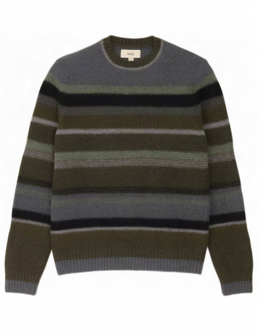 Marks & Spencer Herre sweater med rund hals, medium Khaki stribet