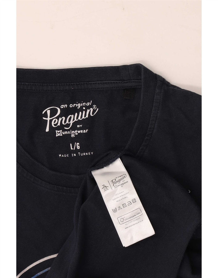 Penguin Herre grafisk T-shirt Top Stor marineblå bomuld