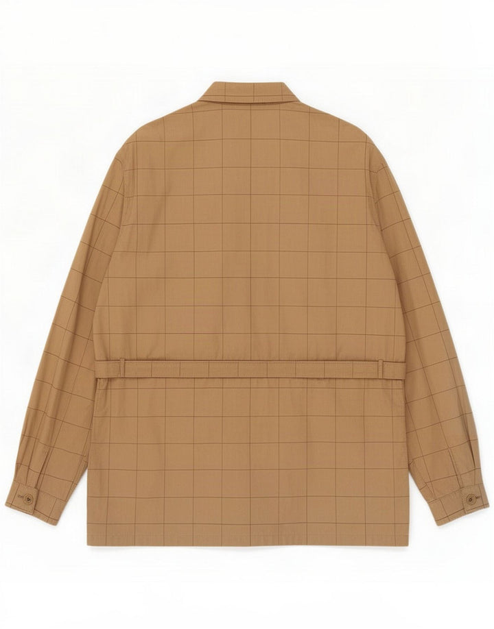 Breco's Herre Utility Jacket UK 40 Large Beige Plaid Cotton
