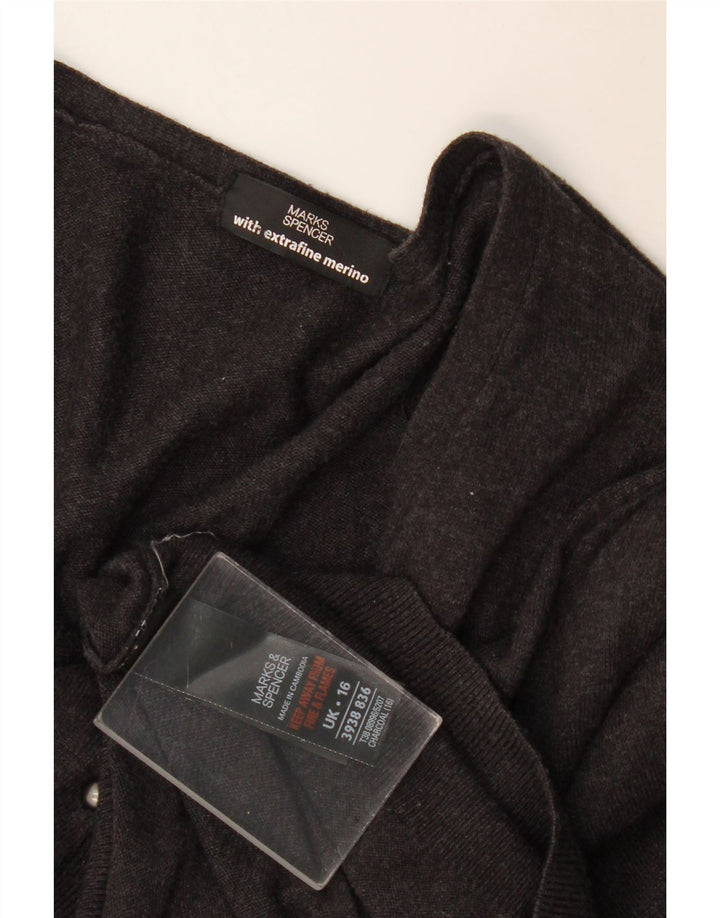 MARKS & SPENCER Dame cardigan sweater UK 16 Large Grey Viscose