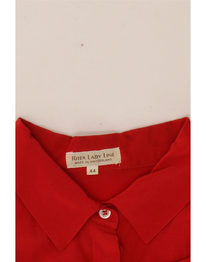 VINTAGE Dame Skjorte Bluse IT 44 Medium Rød