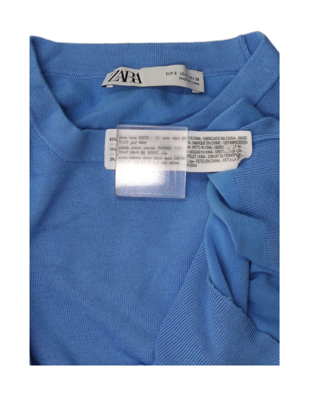 Zara Dame sweater med rund hals DK 10 Small Blue Viscose