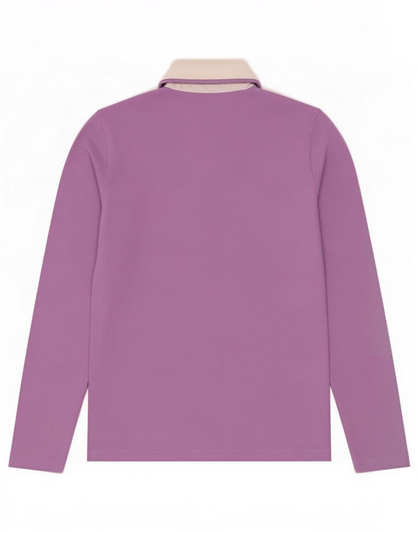 Fred Perry Womens Long Sleeve Rugby Polo Shirt UK 12 Medium Purple Cotton