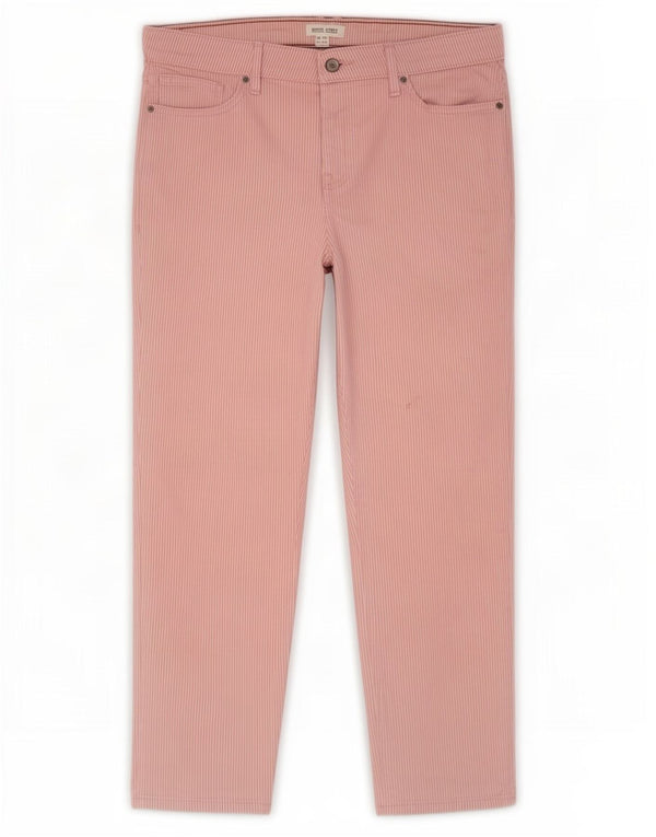 White Stuff Womens Cropped Trousers UK 14 Large W34 L23 Pink Pinstripe