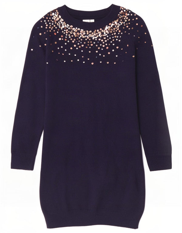 Gap Girls Langærmet Jumper Kjole 8-9 år Mellem marineblå plettet uld