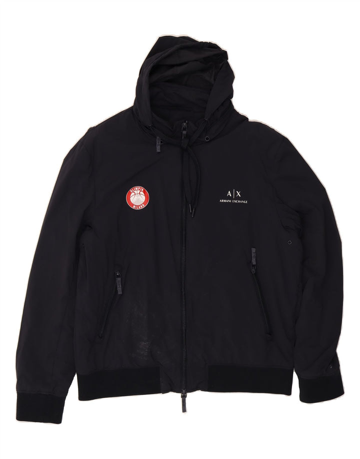 ARMANI EXCHANGE Womens Graphic Bomber Jacket UK 20 2XL Navy Blue Vintage Armani Exchange and Second-Hand Armani Exchange from Messina Hembry 