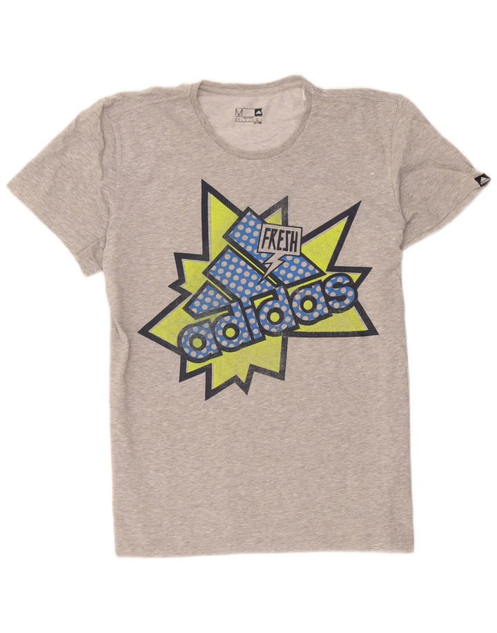 Adidas Mens Climalite Graphic T-Shirt Top Medium Grey Flecked