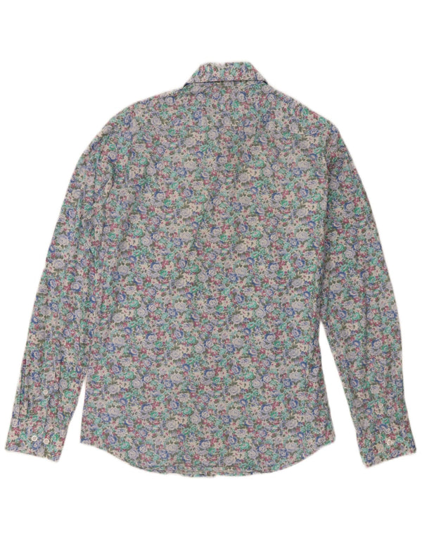 Vintage herreskjorte størrelse 39/40 Medium flerfarvet blomsterbomuld