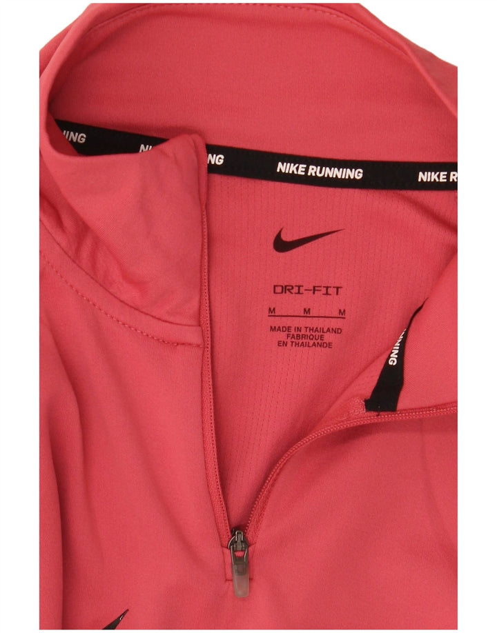 NIKE Dame Dri Fit grafisk sweatshirt med lynlås i halsen UK 14 Medium Pink