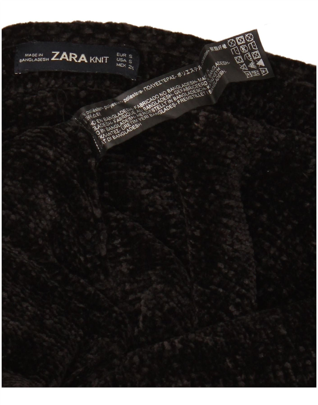 Zara Dame Oversized Boat Neck Jumper Sweater UK 10 Small Black Polyester
