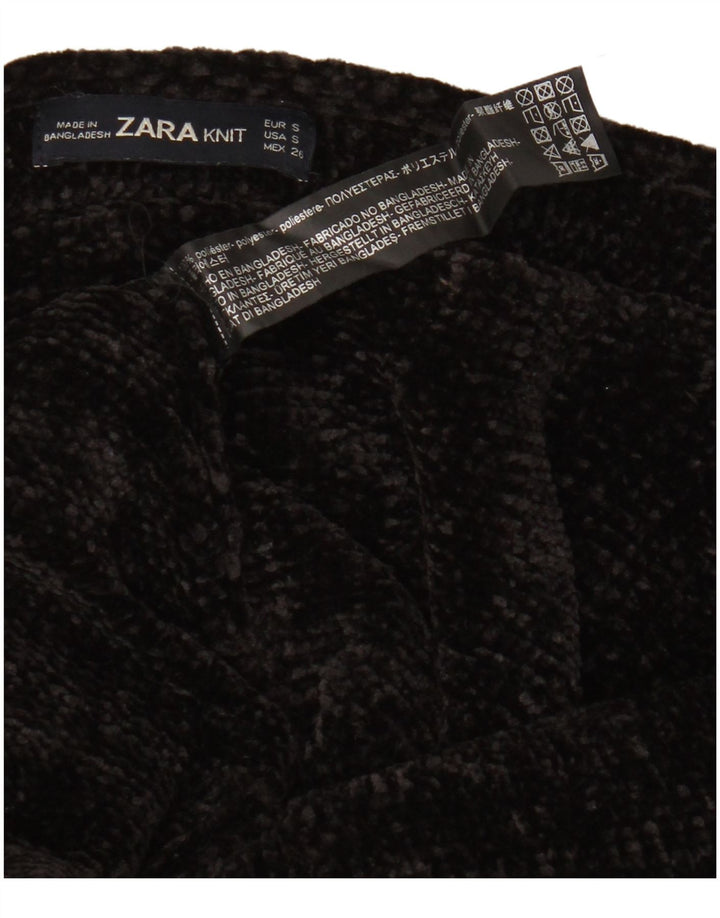 Zara Dame Oversized Boat Neck Jumper Sweater UK 10 Small Black Polyester