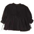 Zara Dame 3/4 ærmet bluse Top UK 14 Medium Sort Bomuld