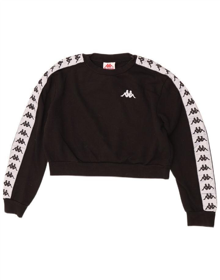 Kappa Womens Oversized Crop Sweatshirt Jumper UK 10 Small Black Colourblock