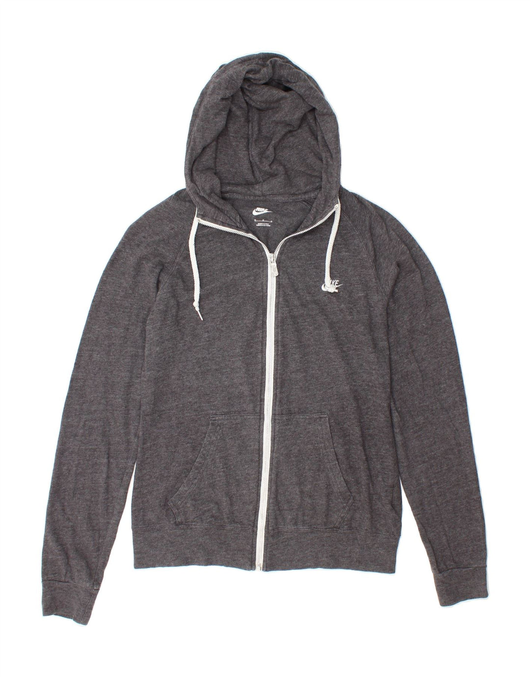 NIKE Womens Zip Hoodie Sweater UK 14 Medium Grey Cotton Vintage Nike and Second-Hand Nike from Messina Hembry 