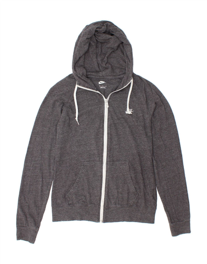 NIKE Womens Zip Hoodie Sweater UK 14 Medium Grey Cotton Vintage Nike and Second-Hand Nike from Messina Hembry 