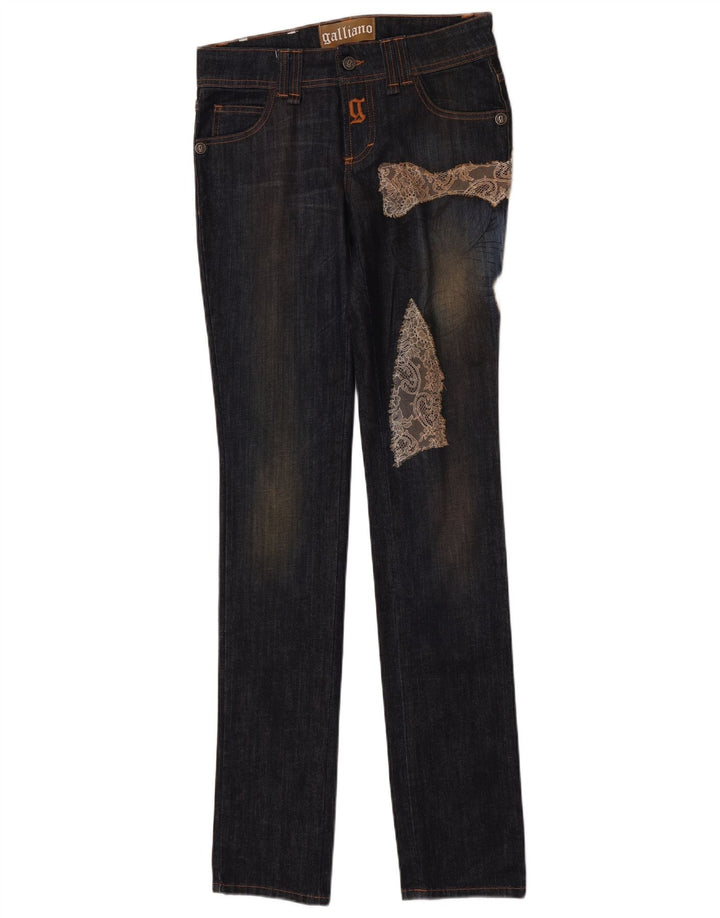 Galliano Dame Slim Jeans W27 L36 Marineblå Bomuld Designer