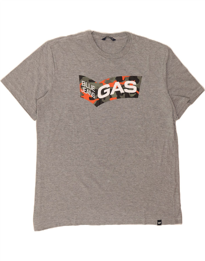 GAS Mens Graphic T-Shirt Top 2XL Grey Cotton Vintage Gas and Second-Hand Gas from Messina Hembry 