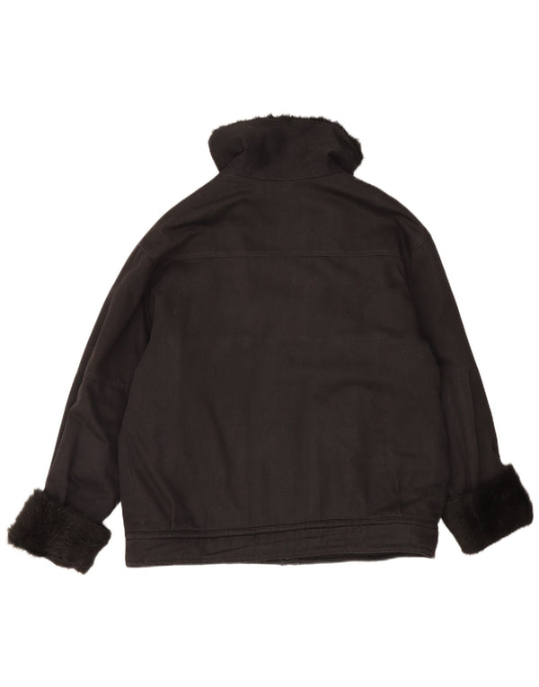 Vintage Sherpajakke til kvinder UK 20 2XL Sort