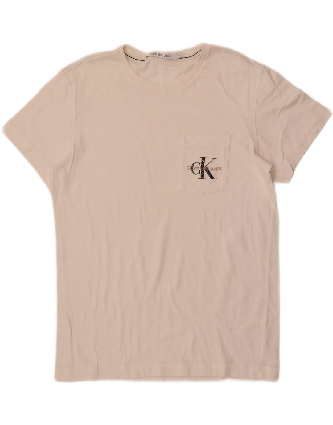 Calvin Klein Jeans Herre grafisk T-shirt Top Medium Off White