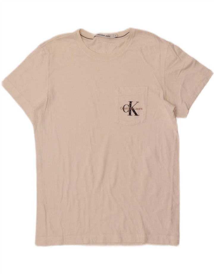Calvin Klein Jeans Herre grafisk T-shirt Top Medium Off White