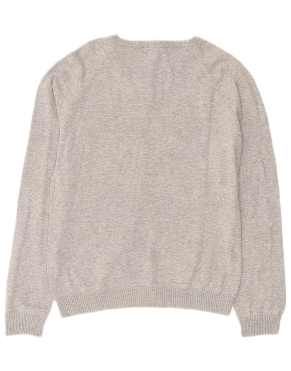 Zara Dame Cardigan Sweater UK 16 Stor Grå Flecked Bomuld