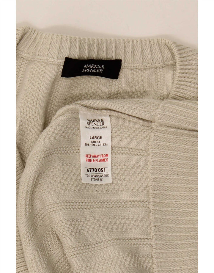 Marks & Spencer Herre V-hals sweater Stor Beige Akryl