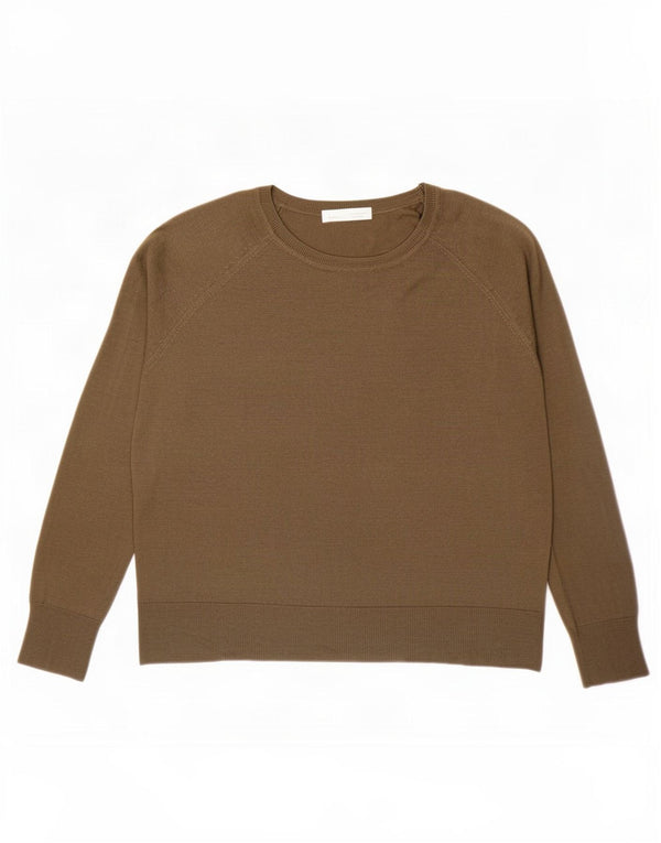 Zara Womens Crew Neck Jumper Sweater UK 16 Large Khaki Viscose